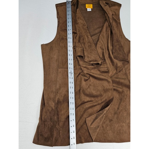 Ruby Rd. Women Brown Suede Open Front Waterfall Vest Style 41134 Size 18 - Picture 8 of 8